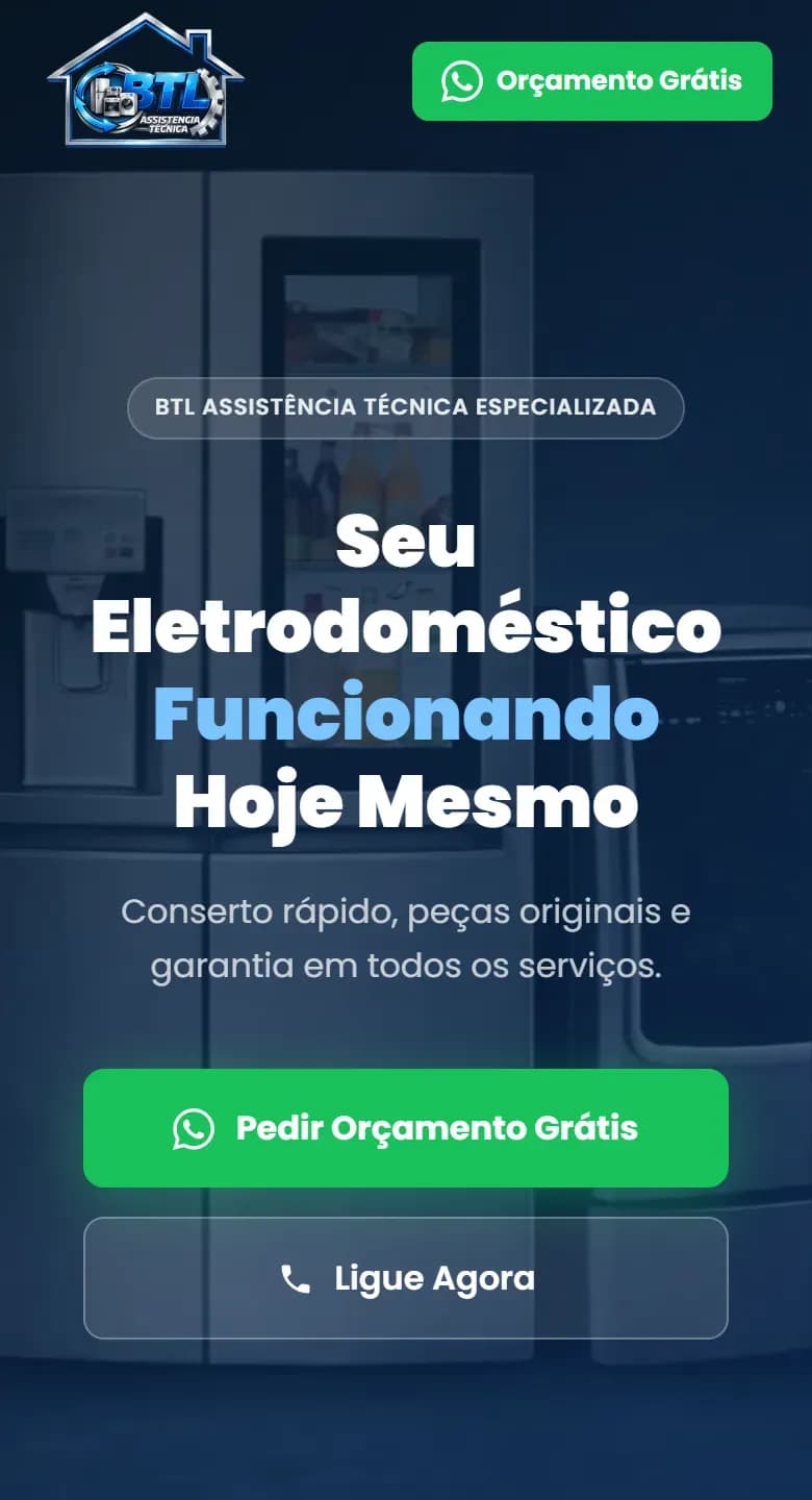 O mesmo site no celular